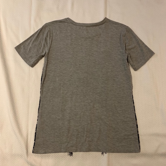 Grey Tshirt with Black Lace, Silvian Heach, Small - Picture 2 of 6
